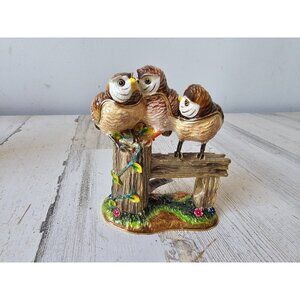 Kalifano owl bird trinket‎ jewelry box gold unique fence post